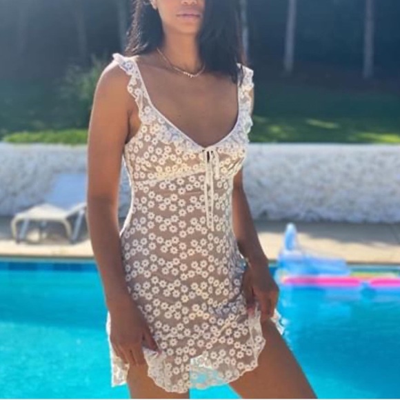 Ivory Cream Wildflower Flutter Overlay Dress - Picture 12 of 12